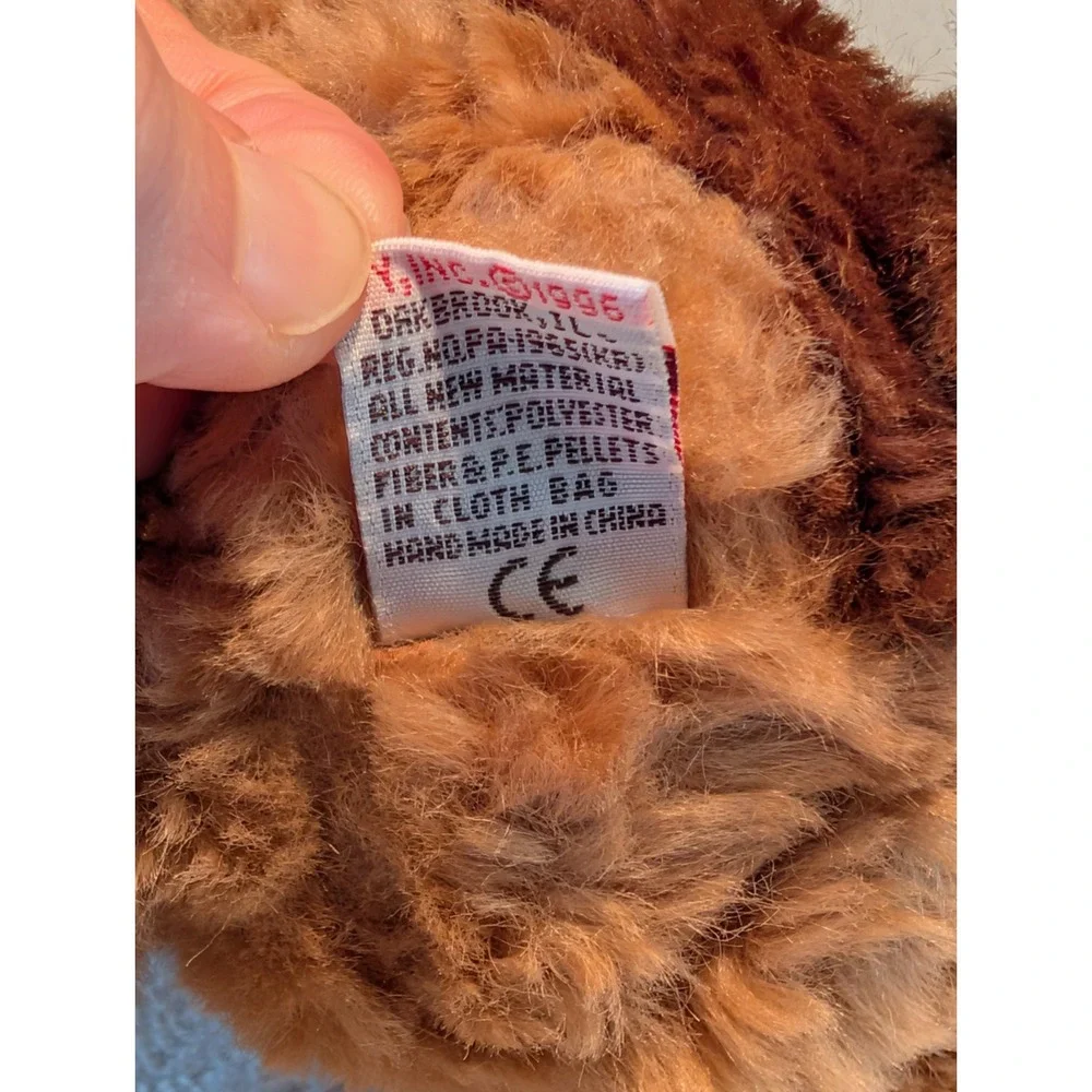 Vintage TY Classic CHIPS Brown Tan Curly Floppy Puppy Dog Plush With Tag  10